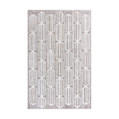 ROTAN RUG - BEIGE/WHITE - HAND TUFTED - COTTON DENIM/WOOL