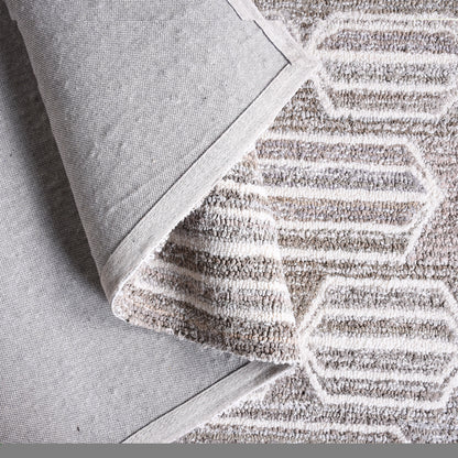 ROTAN RUG - BEIGE/WHITE - HAND TUFTED - COTTON DENIM/WOOL