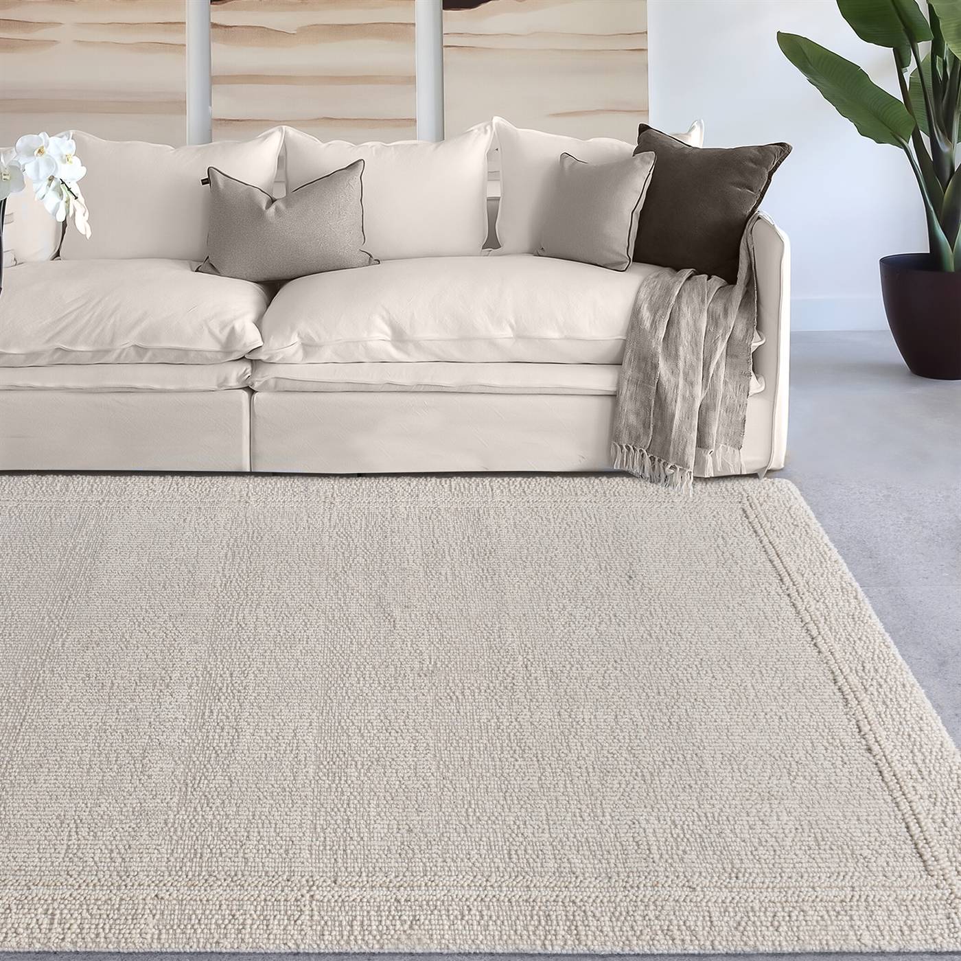 Area Rug, Bedroom Rug, Living Room Rug, Living Area Rug, Indian Rug, Office Carpet, Office Rug, Shop Rug Online, Natural White, Wool, Hand Woven, Handwoven, All Loop, Intricate 