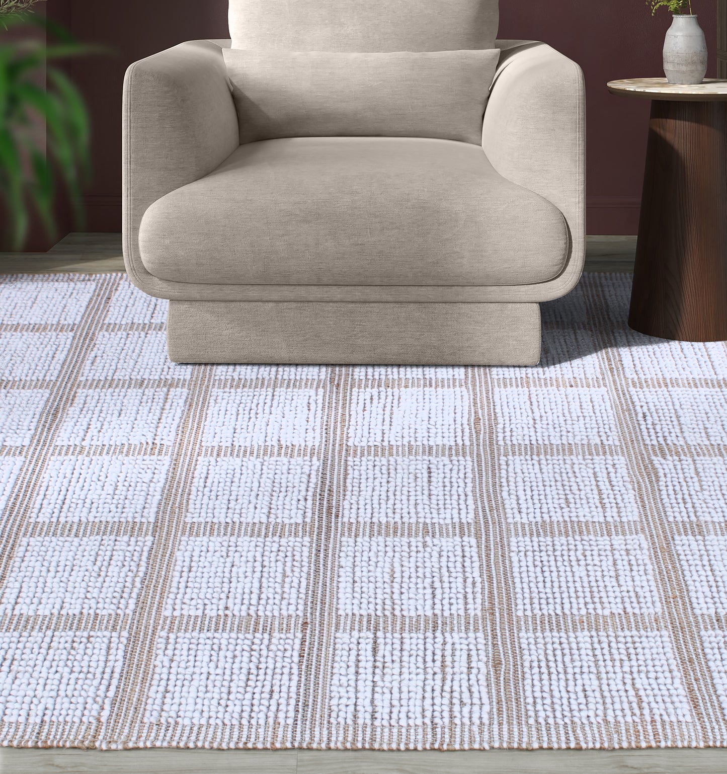 RAVENSWOOD RUG - JUTE/WOOL - HAND WOVEN - NATURAL/IVORY