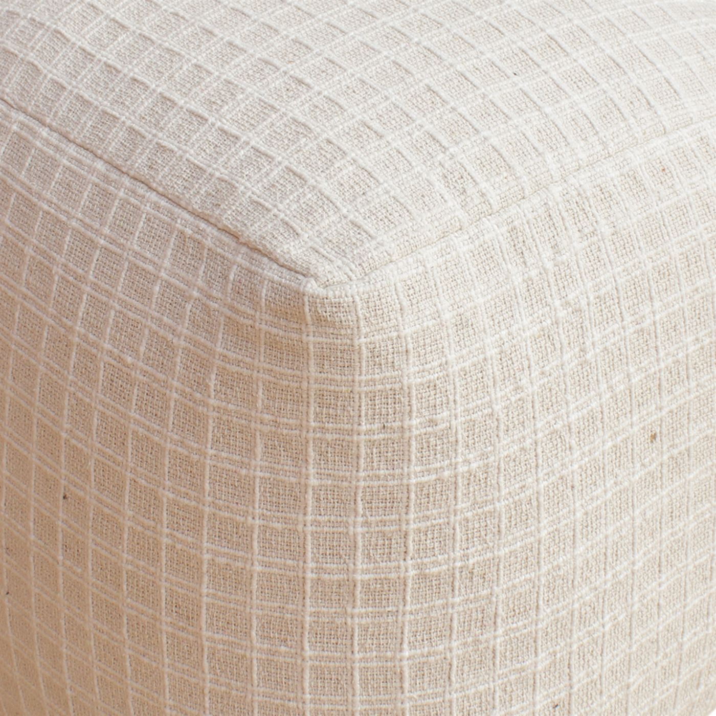 Reshovo Pouf, Cotton, Natural White, Hand woven, Flat Weave 