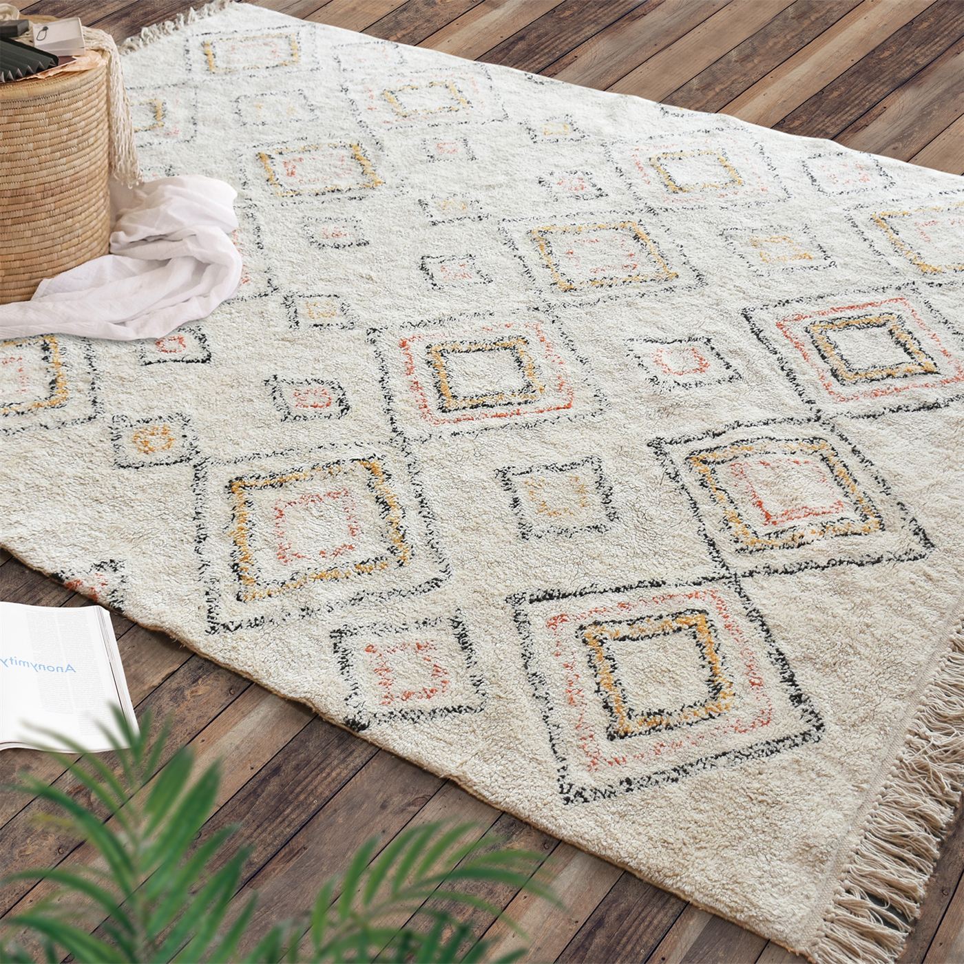 Area Rug, Bedroom Rug, Living Room Rug, Living Area Rug, Indian Rug, Office Carpet, Office Rug, Shop Rug Online, Cotton, Natural White, Multi, Bm Fn, All Cut, Geometrical