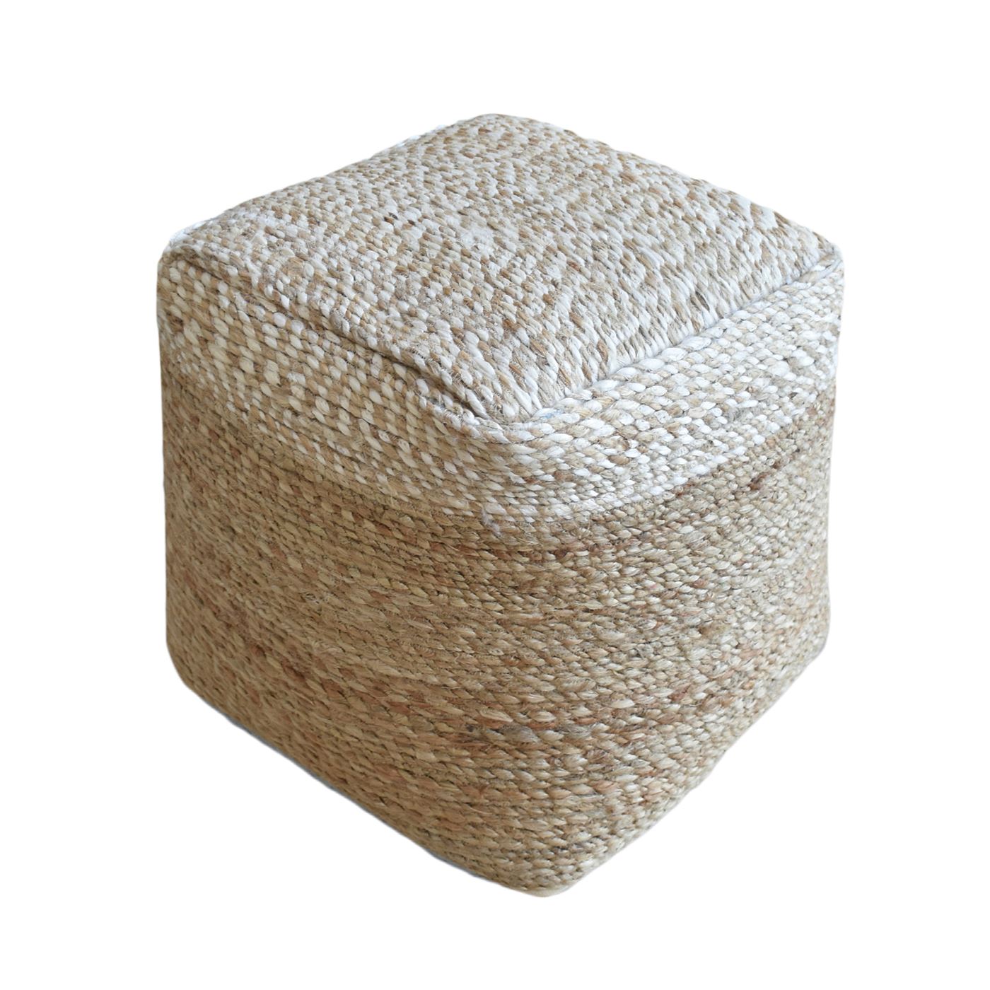Salonika Pouf, Hemp, Natural, Hm Stitching, Flat Weave 