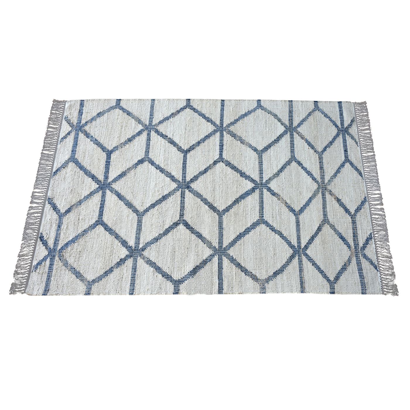 Area Rug, Bedroom Rug, Living Room Rug, Living Area Rug, Indian Rug, Office Carpet, Office Rug, Shop Rug Online, Hemp, Natural White, Blue, Punja, Flat Weave, Diamond