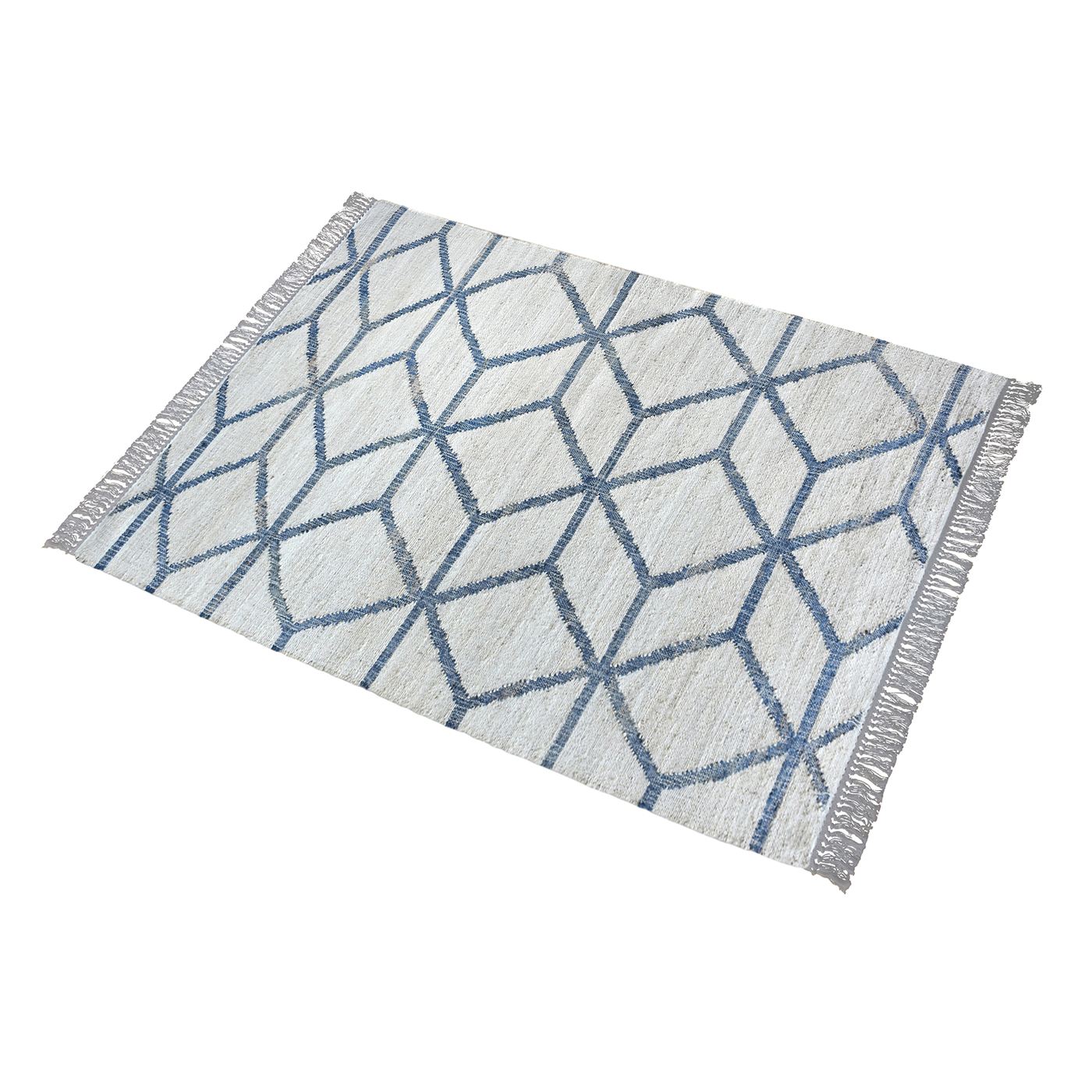 Area Rug, Bedroom Rug, Living Room Rug, Living Area Rug, Indian Rug, Office Carpet, Office Rug, Shop Rug Online, Hemp, Natural White, Blue, Punja, Flat Weave, Diamond