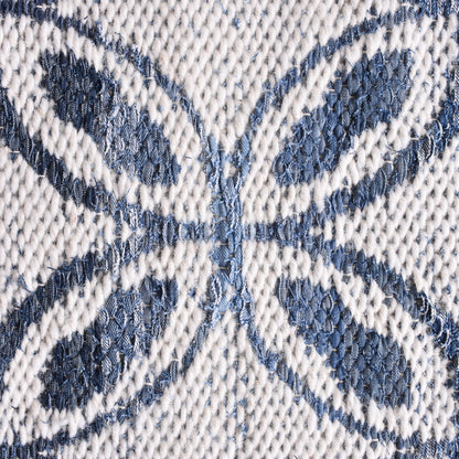 SARACI RUG - IVORY/BLUE - JACQUARD WOVEN - COTTON DENIM/WOOL