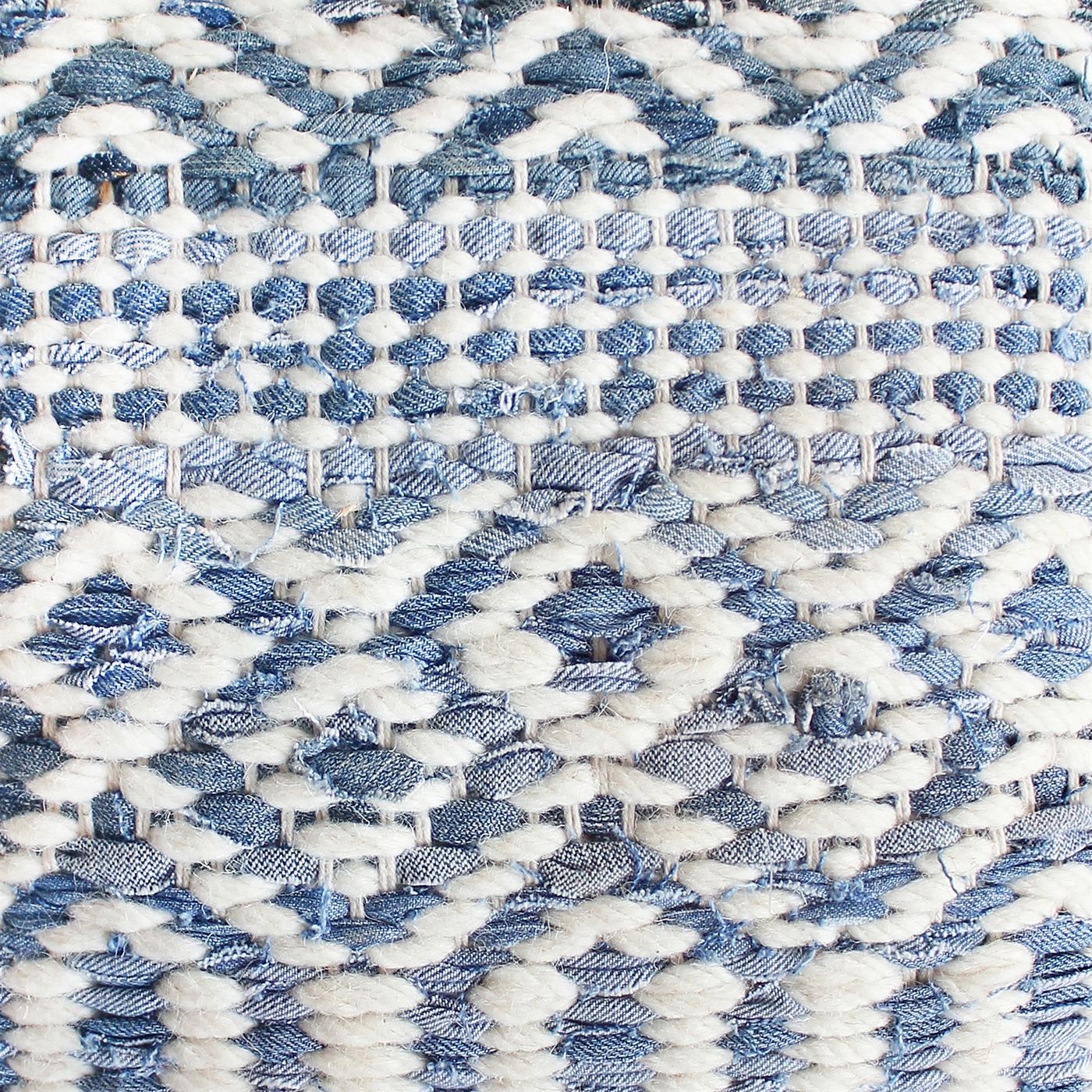 Sarah Pillow, Wool, Denim, Blue, Natural White, Pitloom, Flat Weave