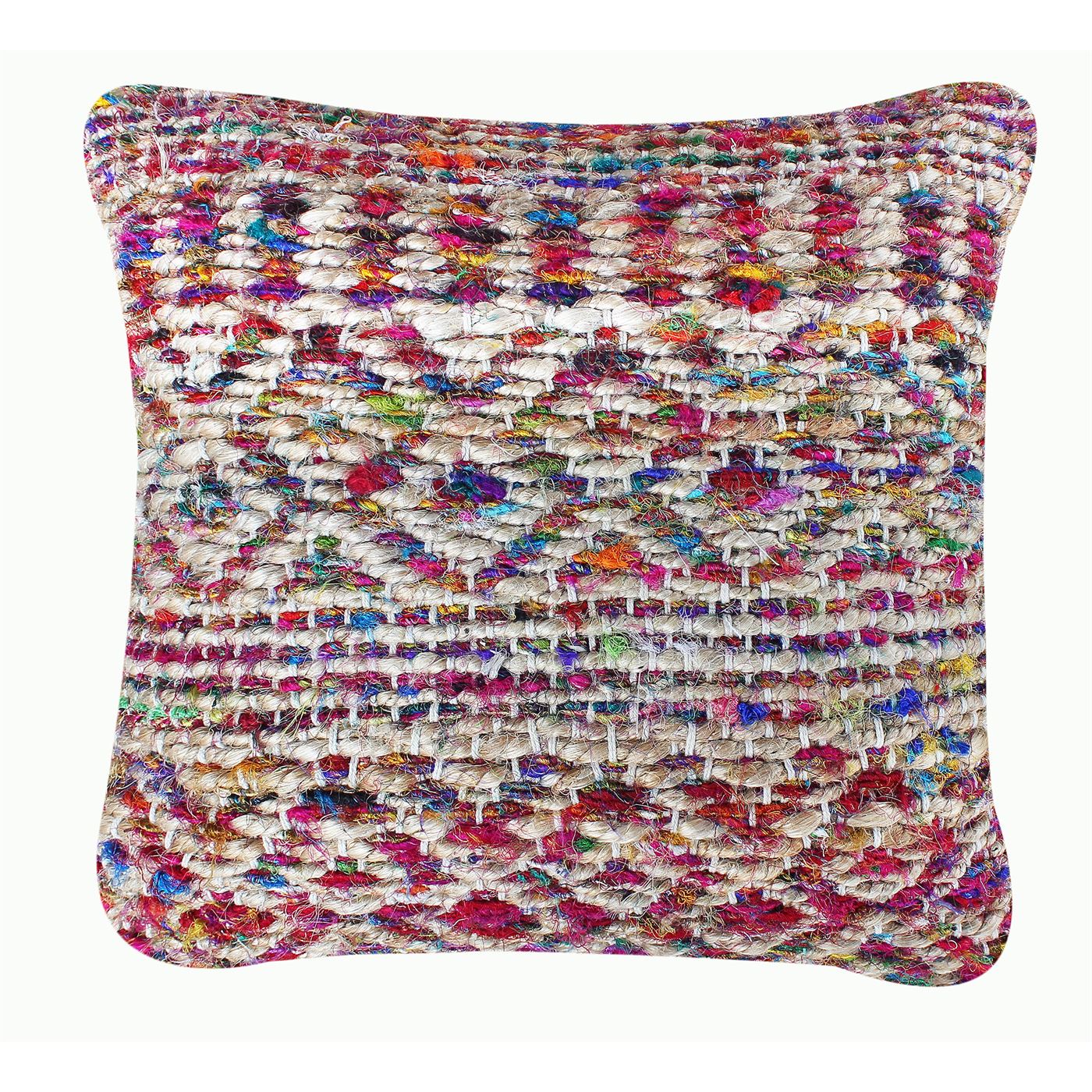 Sarah Pillow, Wool, Denim, Multi, Natural, Pitloom, Flat Weave