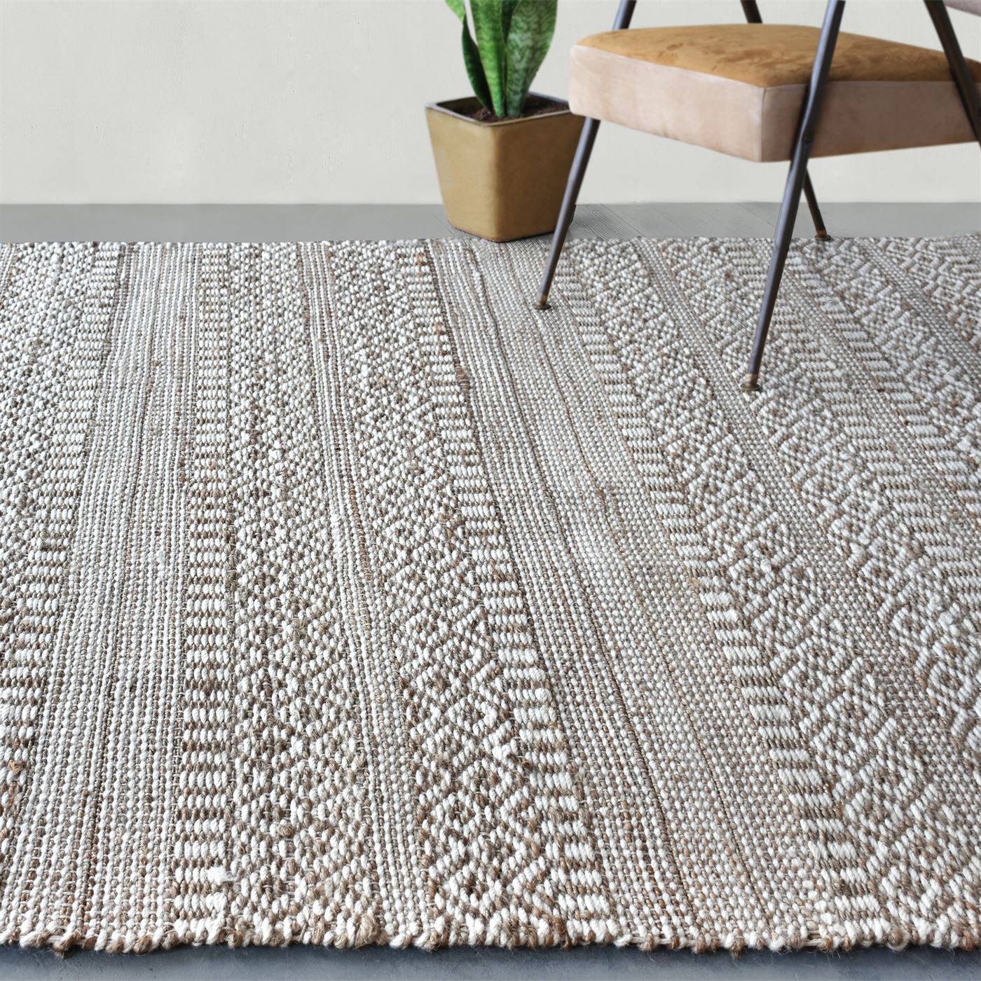 Area Rug, Bedroom Rug, Living Room Rug, Living Area Rug, Indian Rug, Office Carpet, Office Rug, Shop Rug Online, Hemp, Wool, Natural White, Pitloom, Flat Weave, Geometrical