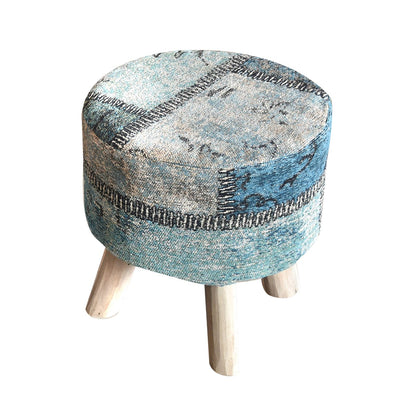 Setimo Stool, Cotton Chenille, Blue