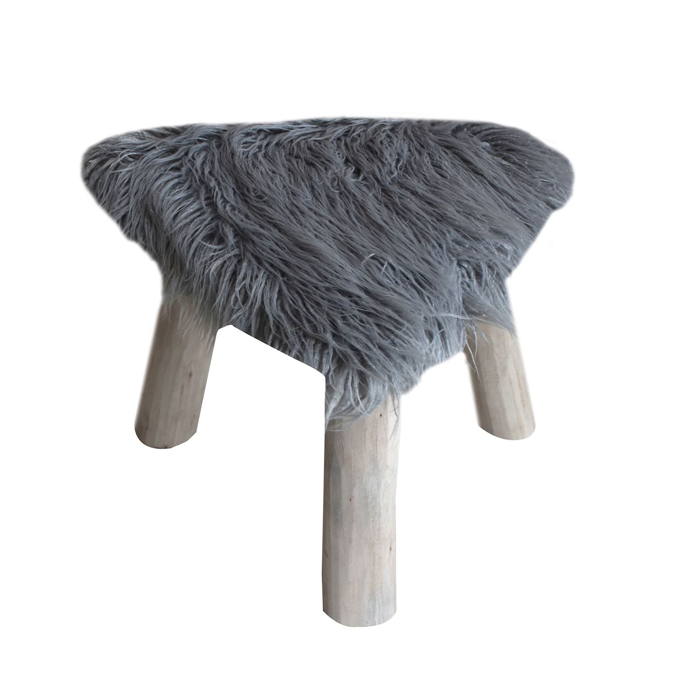 Sewells Trio Stool,  Faux Leather, Grey, Hm Stitching, Flat Weave 