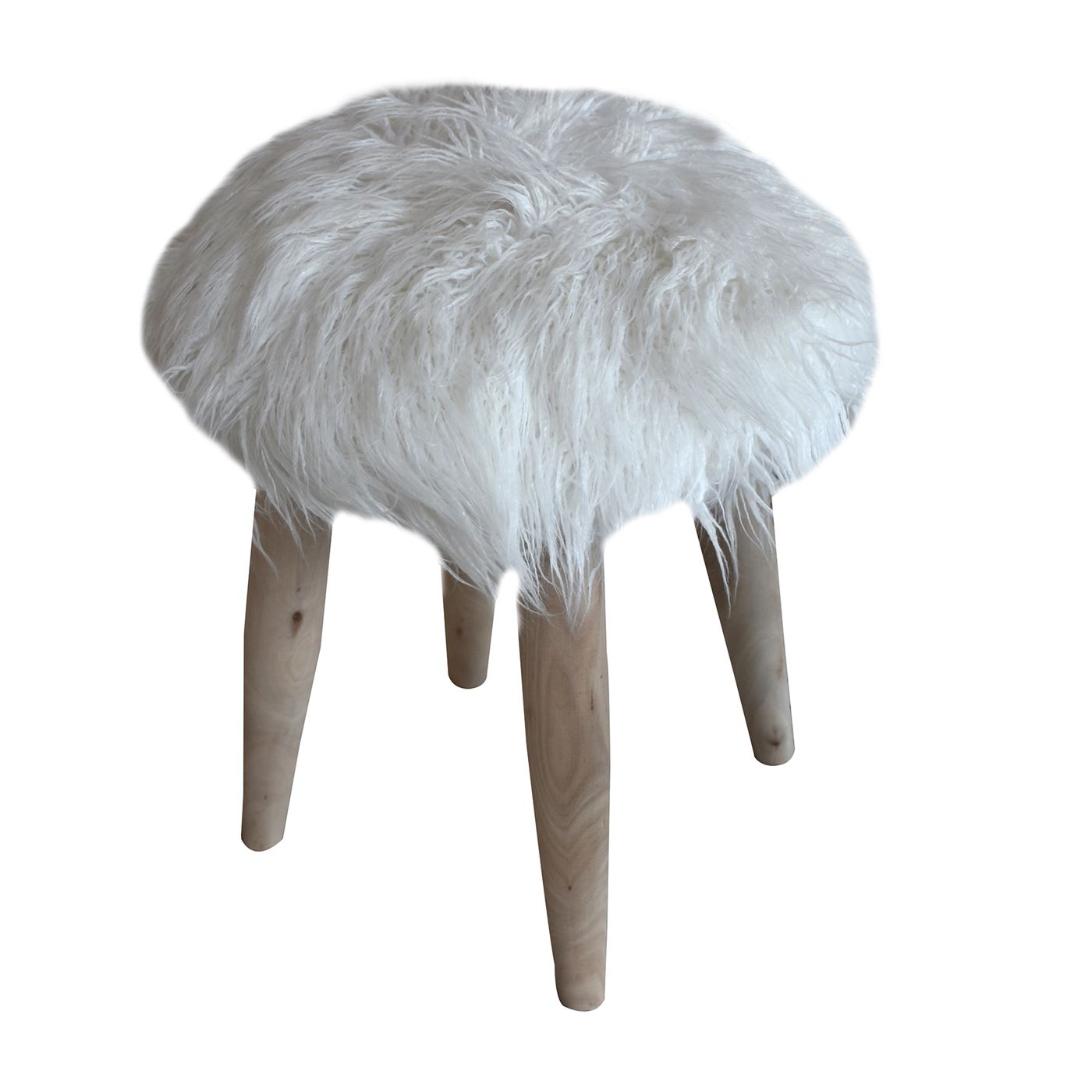 Sewells Round Stool,  Faux Leather, Natural White, Hm Stitching, Flat Weave 