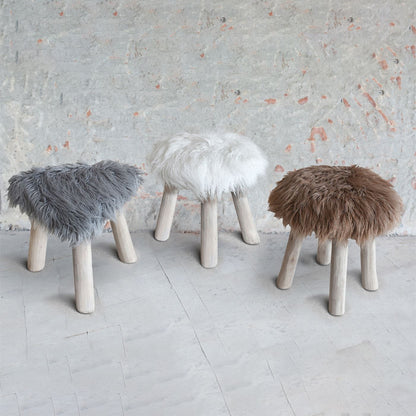 Sewells Trio Stool,  Faux Leather, Grey, Hm Stitching, Flat Weave 