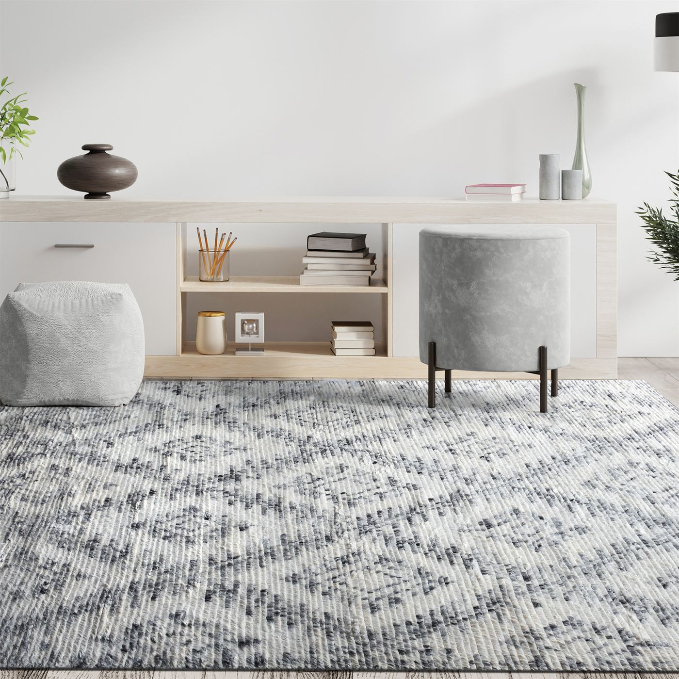 Area Rug, Bedroom Rug, Living Room Rug, Living Area Rug, Indian Rug, Office Carpet, Office Rug, Shop Rug Online, Wool, Natural White, Grey, Hand knotted, All Cut, Diamond