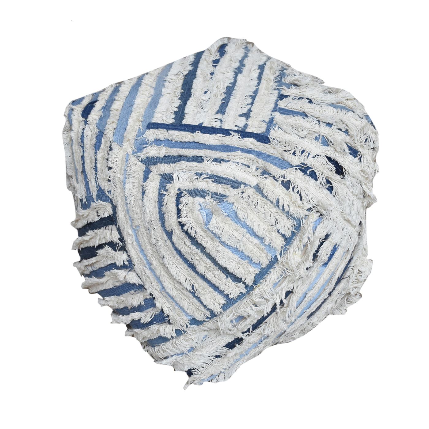 Silma Pouf, Denim/ Cotton, Natural White/ Blue
