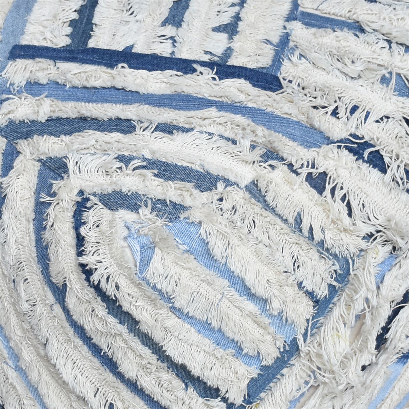 Silma Pouf, Denim/ Cotton, Natural White/ Blue
