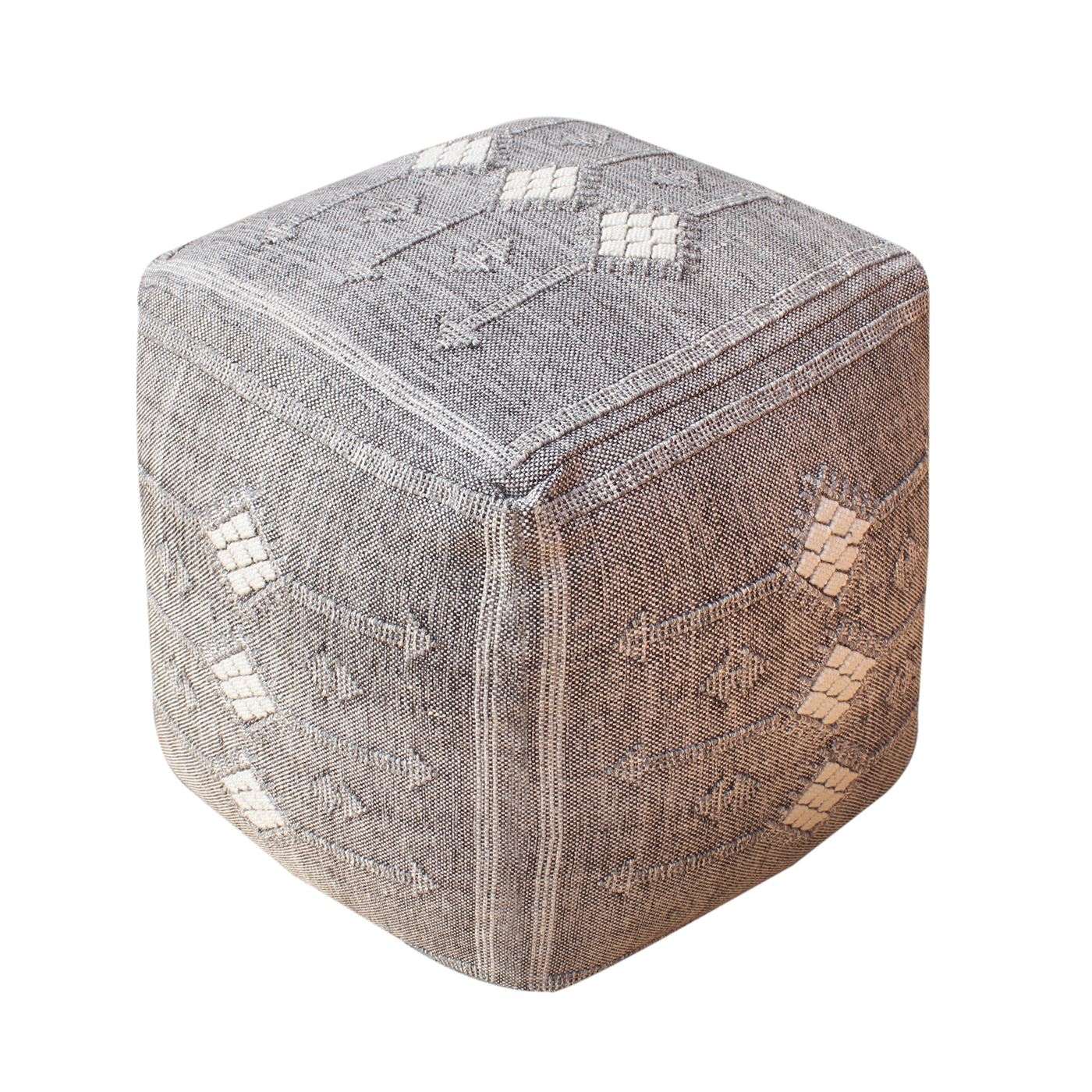 Siluria Pouf, Polypropylene/ Pet, Grey, Pitloom, Flat Weave 
