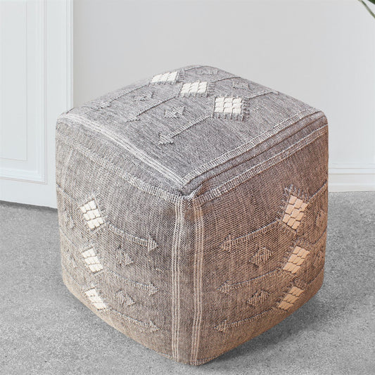 Siluria Pouf, Polypropylene/ Pet, Grey, Pitloom, Flat Weave 