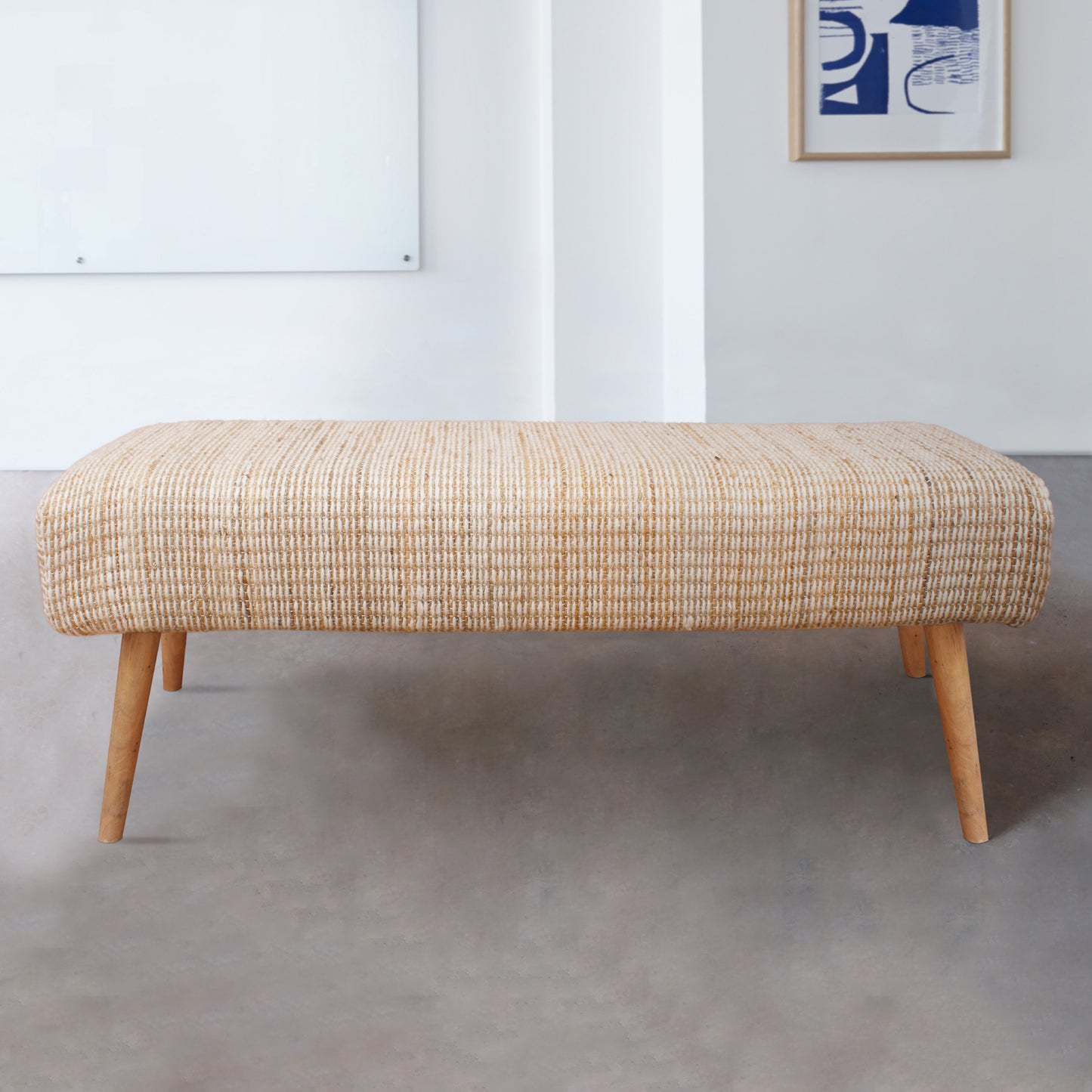 SIMPSON BENCH - IVORY - HAND WOVEN - WOOL/JUTE