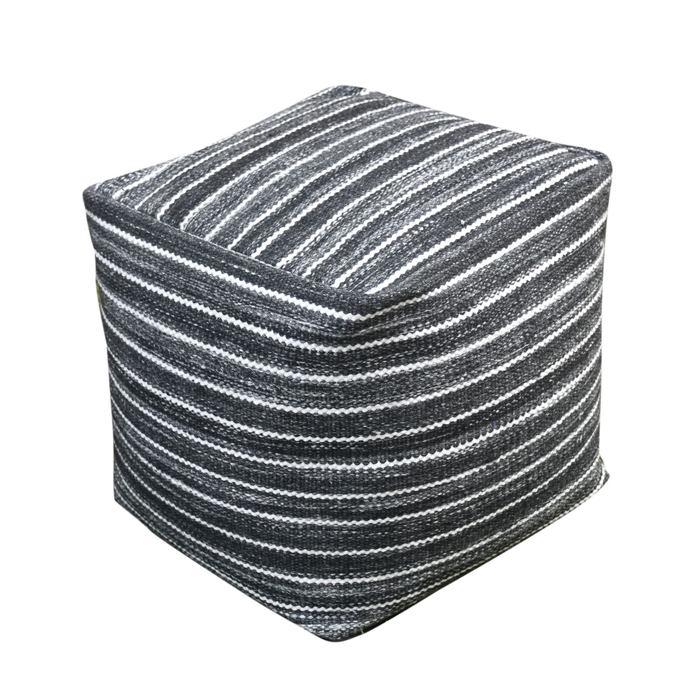 Sion Pouf, Pet, Charcoal, Pitloom, Flat Weave 