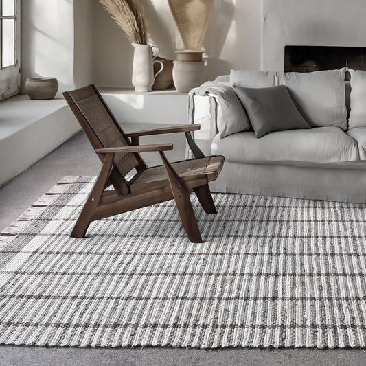 SMITHFIELD RUG - IVORY/BROWN - HAND WOVEN - COTTON DENIM