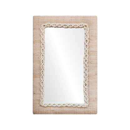 SNAGOV WALL MIRROR - IVORY/NATURAL - HAND WOVEN - MDF STRUCTURE - WOOL + JUTE