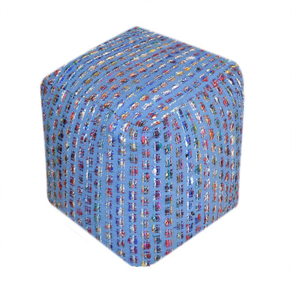 Spata Pouf, Polyester/ Cotton, Blue/ Multi