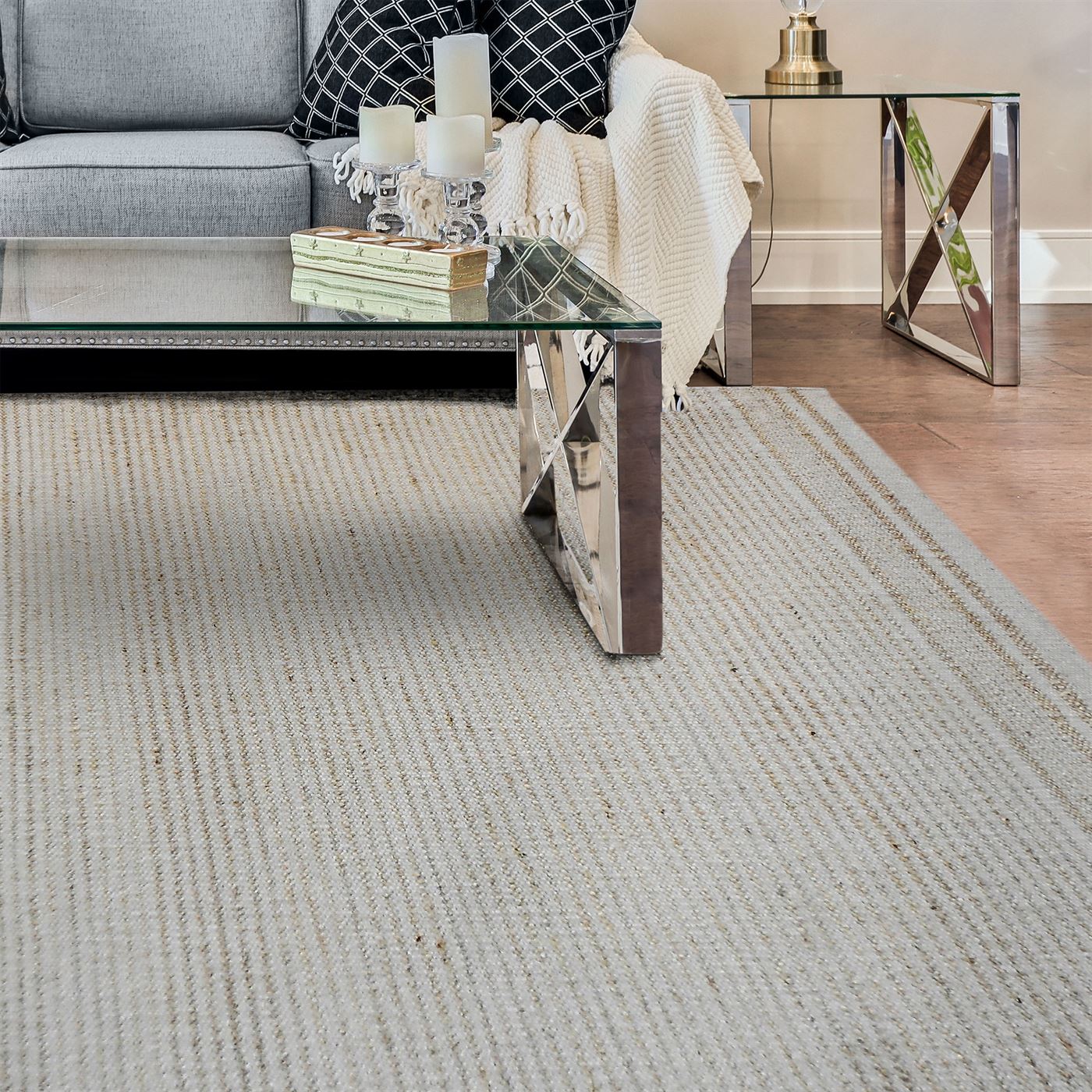 Area Rug, Bedroom Rug, Living Room Rug, Living Area Rug, Indian Rug, Office Carpet, Office Rug, Shop Rug Online, Hemp, Wool, Natural, Natural White, Pitloom, Flat Weave, Stripes