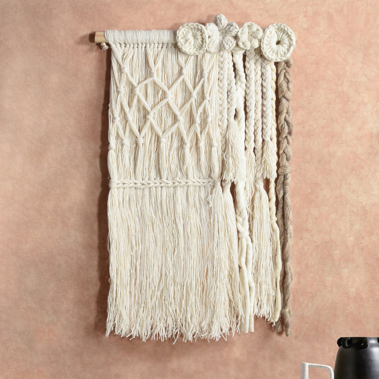 STRAUM WALL HANGING - IVORY - HAND KNITTED - WOOL
