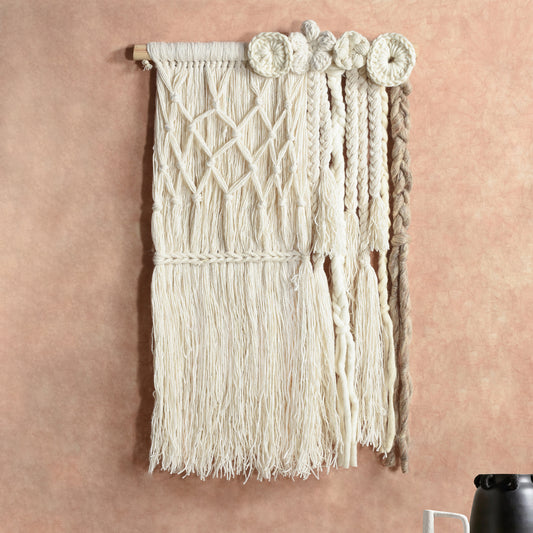 STRAUM WALL HANGING - IVORY - HAND KNITTED - WOOL