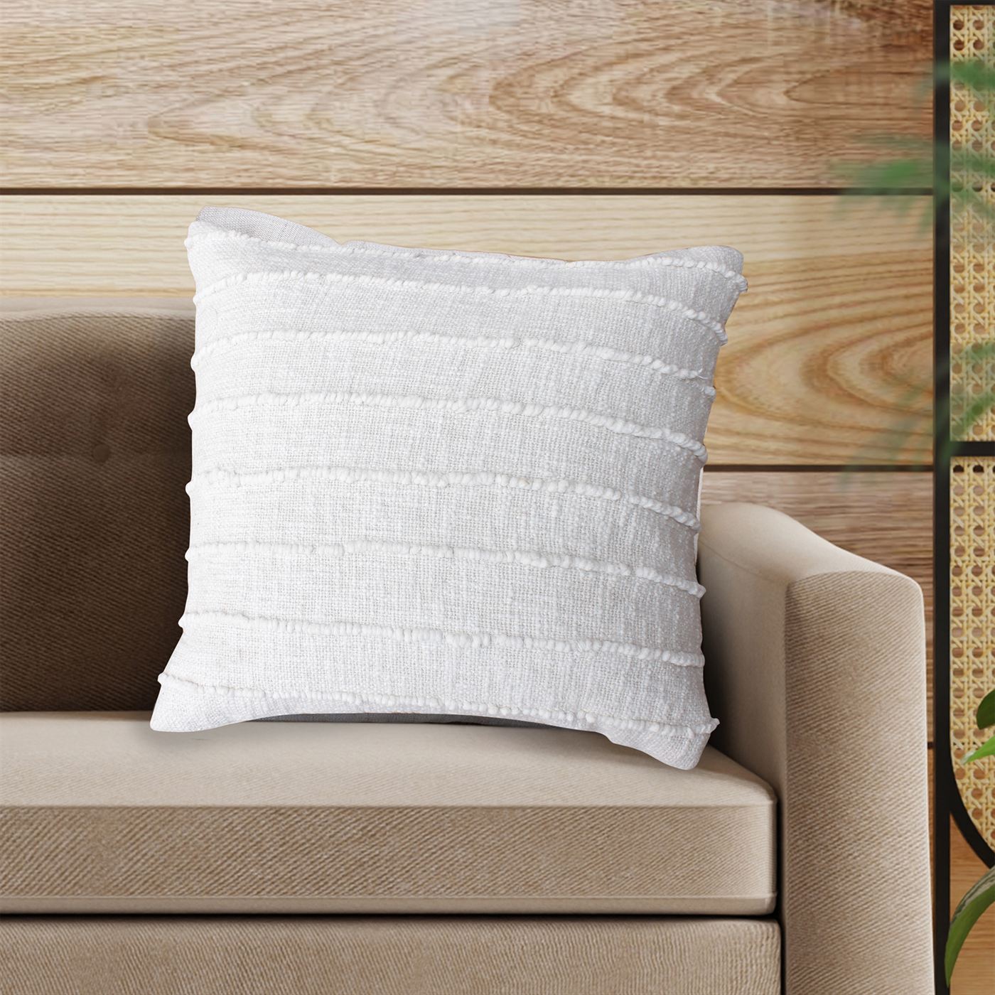 Sikes Cushion, Cotton, Natural White, Bm Fn, All Loop