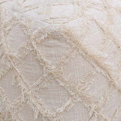 Skara Pouf, Cotton, Natural White, Hm Stitching, Flat Weave 
