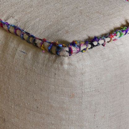 Tadley Pouf, Hemp/ Recycled Silk, Beige/Multi