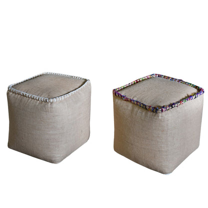Tadley Pouf, Hemp/ Recycled Silk