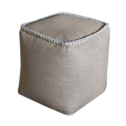Tadley Pouf, Hemp/ Recycled Silk, Beige/Natural White