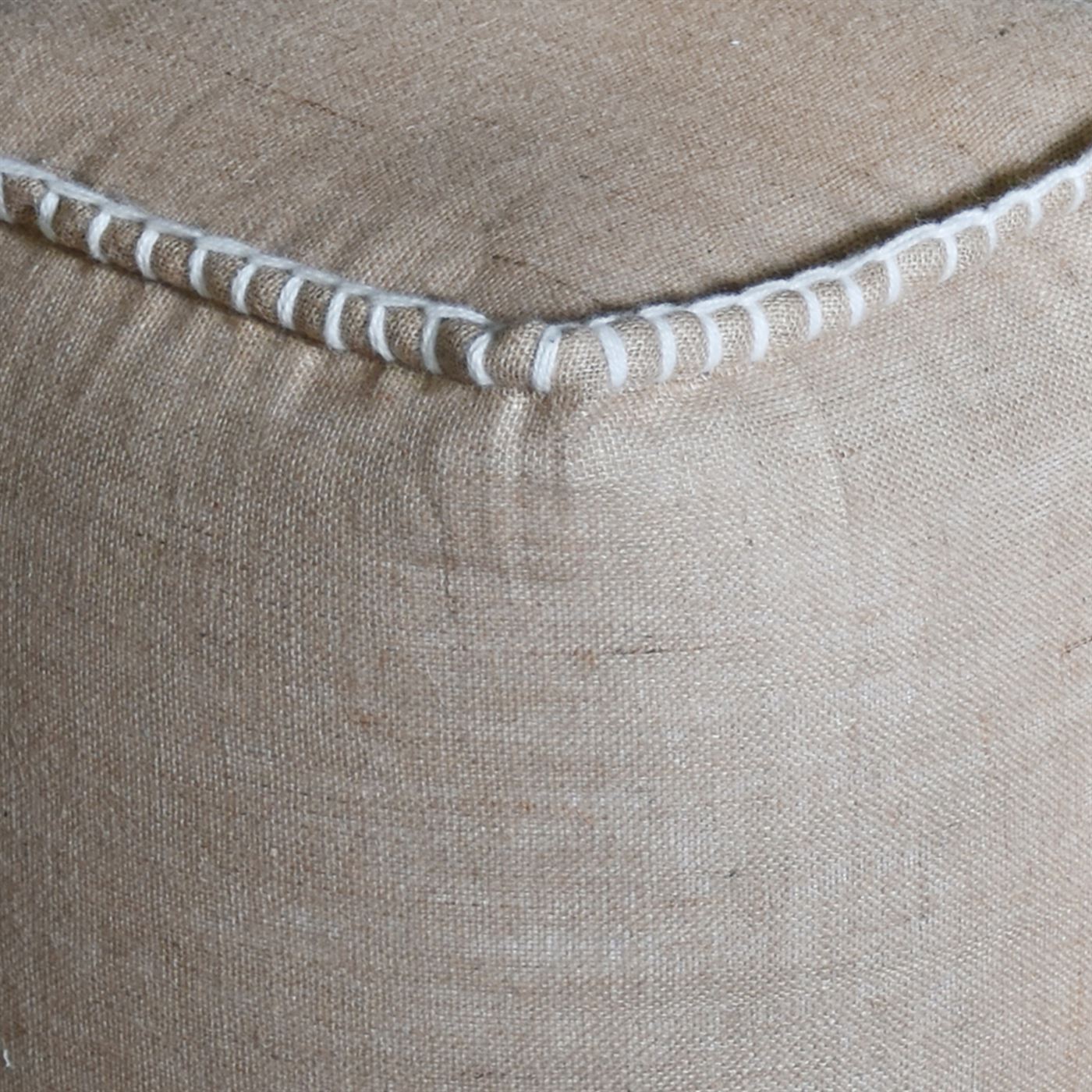 Tadley Pouf, Hemp/ Recycled Silk, Beige/Natural White