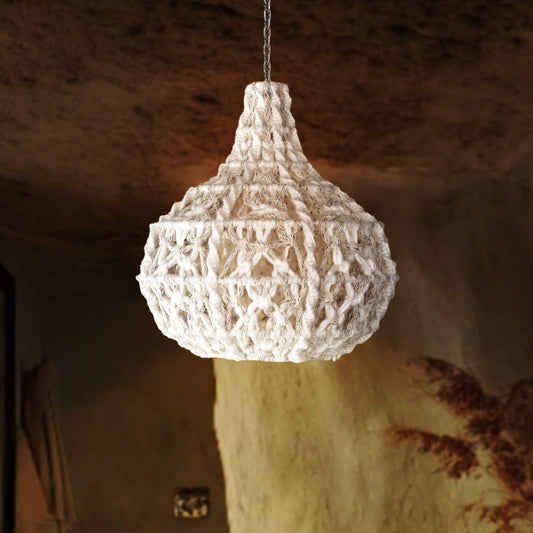 TAGUB LAMP - IVORY/GREY - HAND MADE - WOOL DORI + NZ WOOL