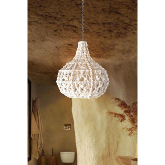 TAGUB LAMP - IVORY/GREY - HAND MADE - WOOL DORI + NZ WOOL