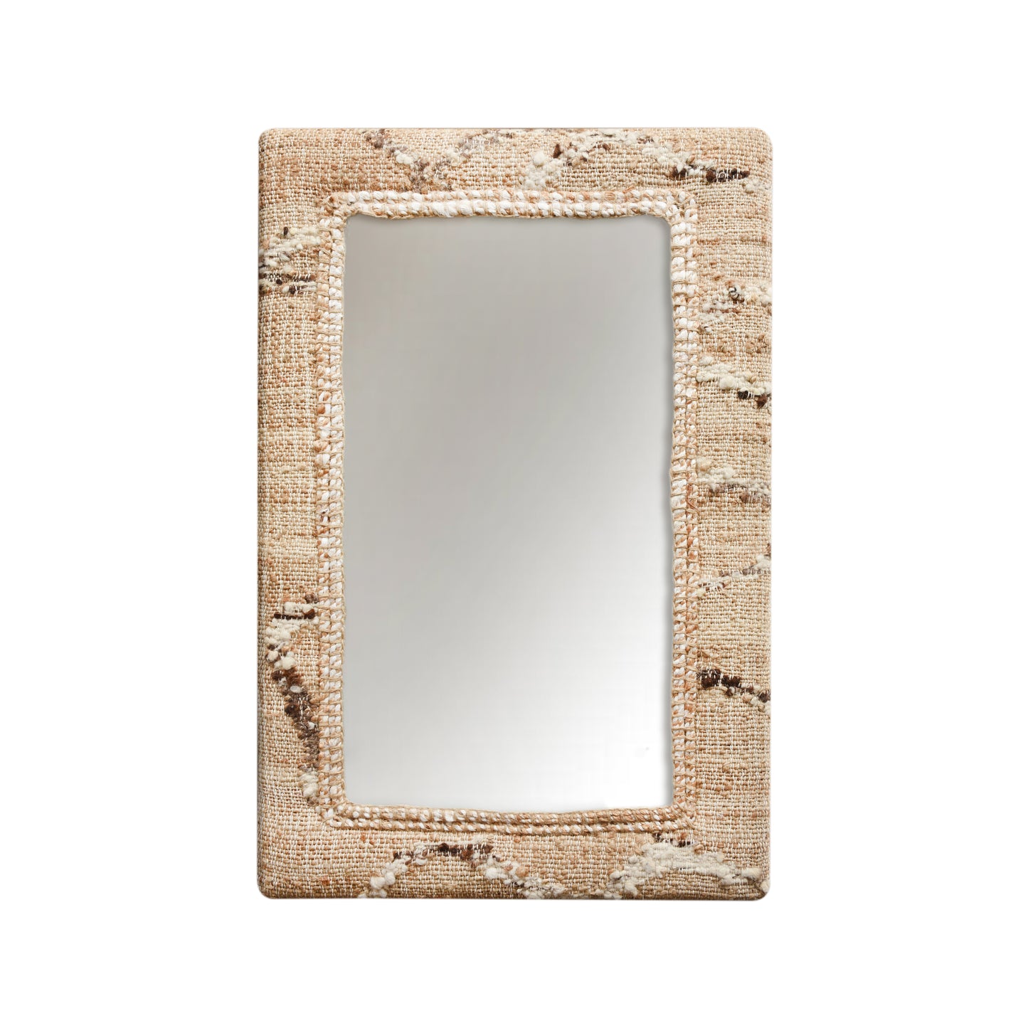 TAHELEK WALL MIRROR - NATURAL/IVORY/BROWN - HAND WOVEN - JUTE/WOOL & MDF