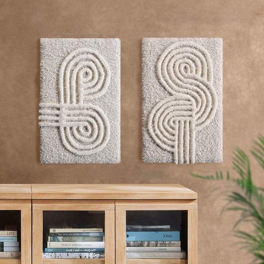 TAHLIA AND TALLOW WALL FRAME - IVORY - HAND TUFTED - WOOL & WOOD FRAME