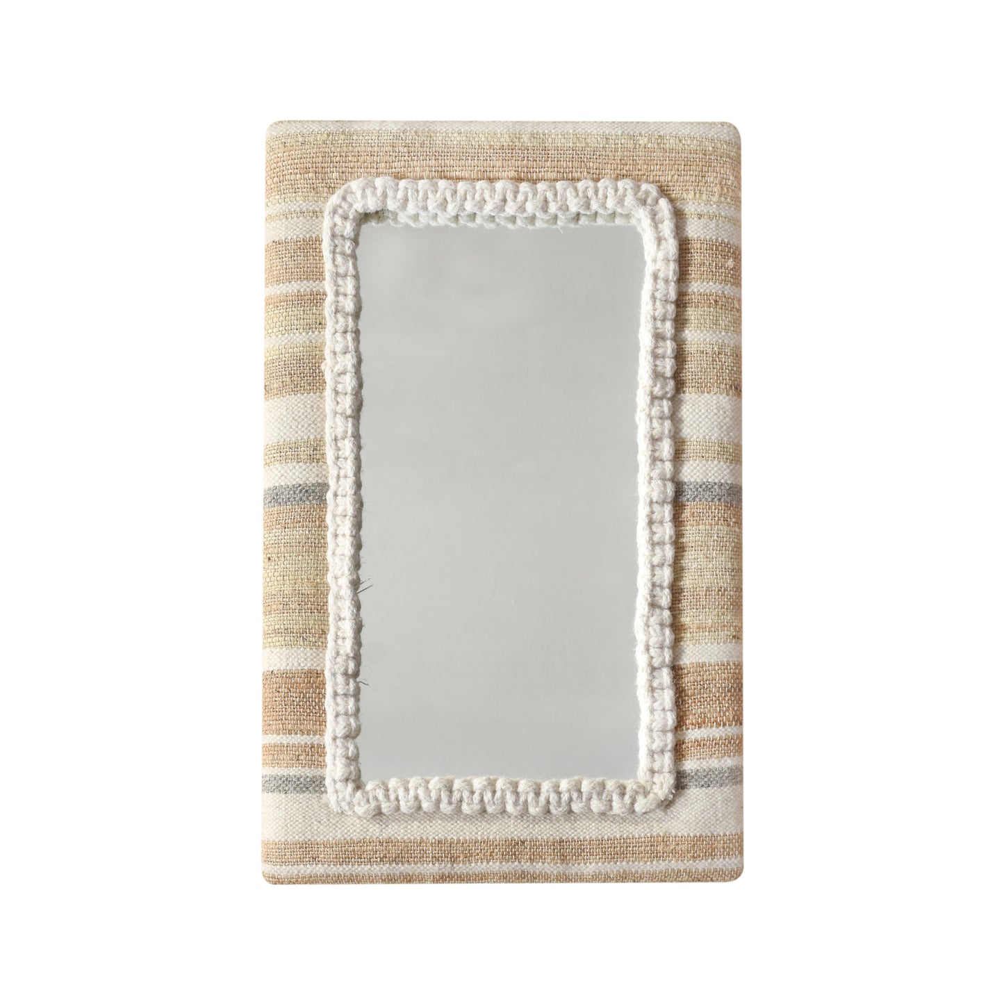 TARLTON WALL MIRROR - NATURAL/IVORY/GREY - PUNJA KELIM - MDF STRUCTURE - WOOL + JUTE