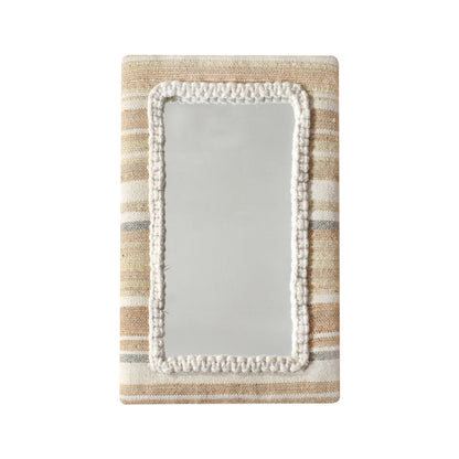 TARLTON WALL MIRROR - NATURAL/IVORY/GREY - PUNJA KELIM - MDF STRUCTURE - WOOL + JUTE