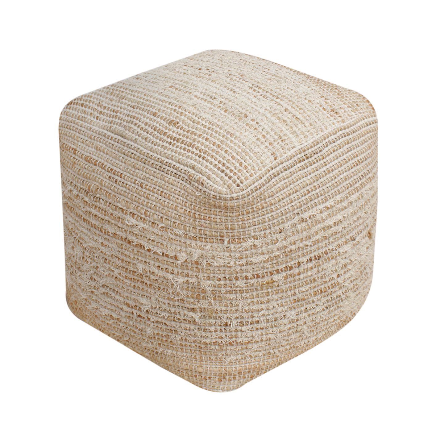Tarsis Pouf, Jute/ Cotton, Natural/ Natural White, Pitloom, Flat Weave 