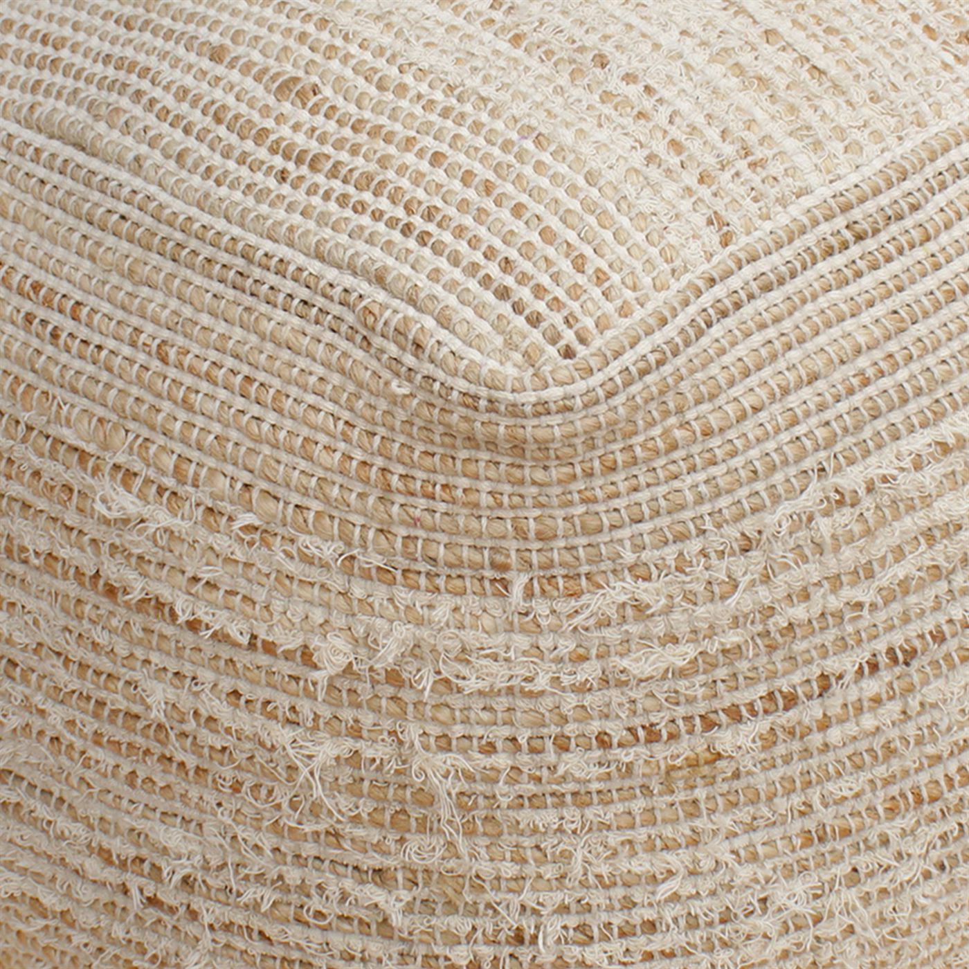 Tarsis Pouf, Jute/ Cotton, Natural/ Natural White, Pitloom, Flat Weave 