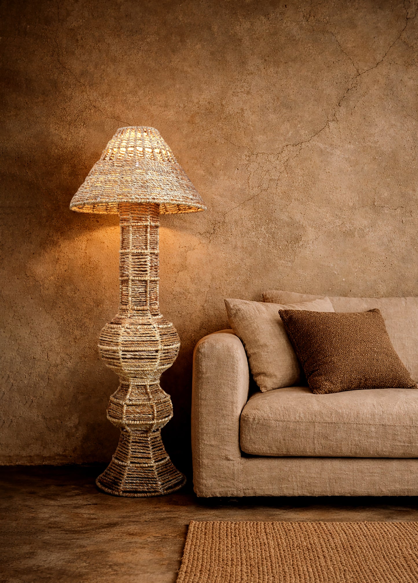 TAVIK FLOOR LAMP - BEIGE - HAND MADE - JUTE