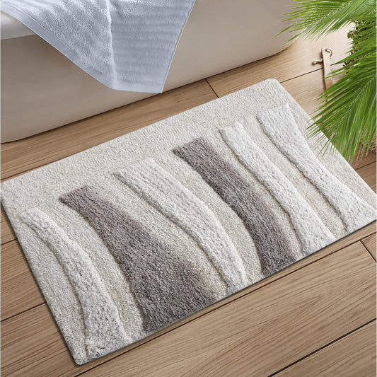 TEBOTHO BATH RUG - IVORY/GREY - COTTON - TABLE TUFTED