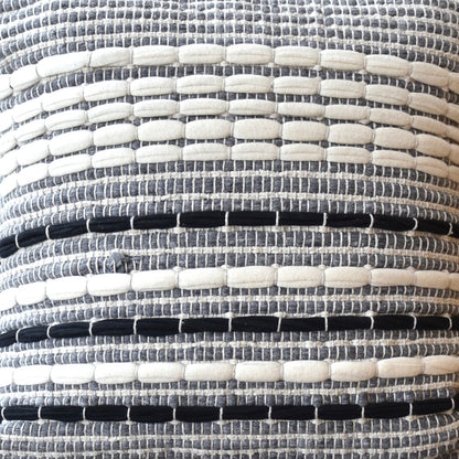 Telma Pillow, Cotton, Polyester, Natural White, Grey, Charcoal, Pitloom, Flat Weave