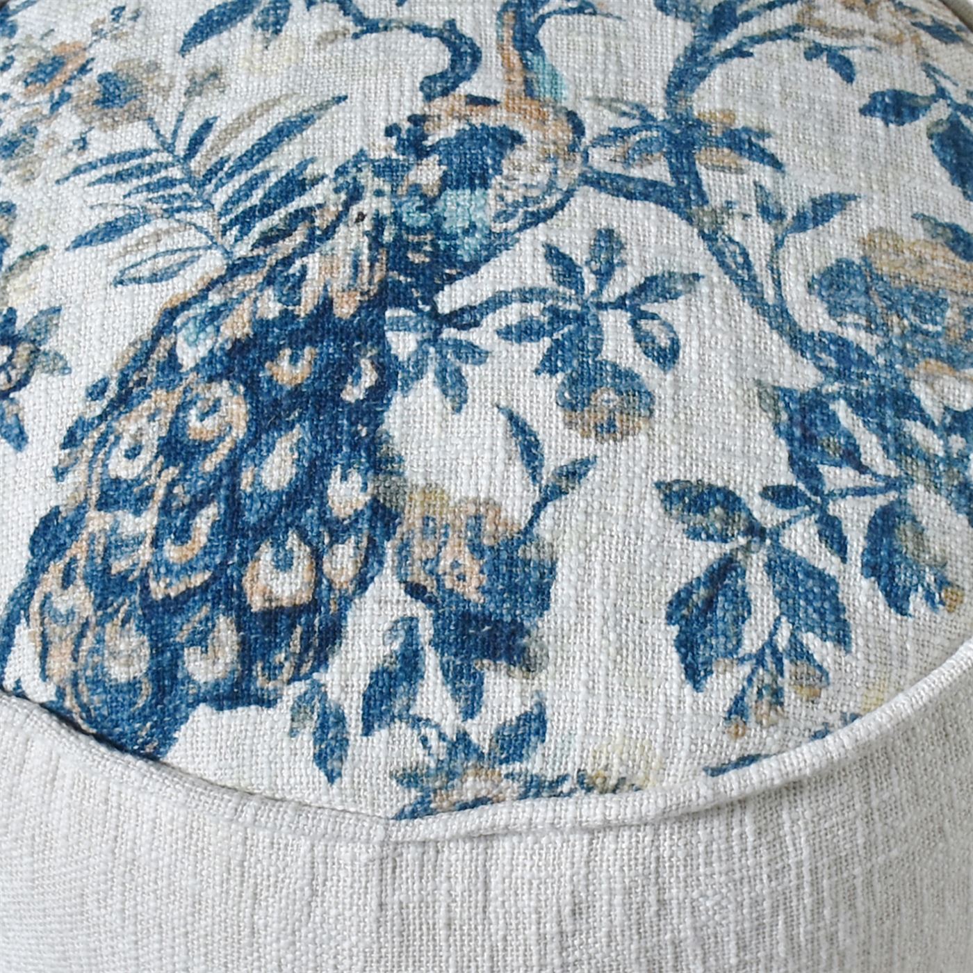 Tenri Pouf, Cotton, Natural White/Blue, Hand woven, All Loop 