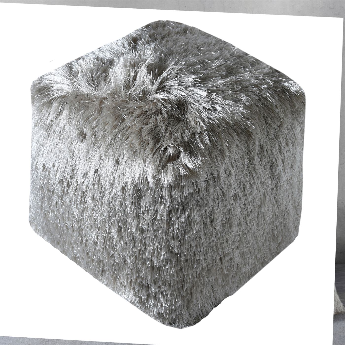 Teton Pouf, Polyester, Light Beige, Bm Sn, All Cut 