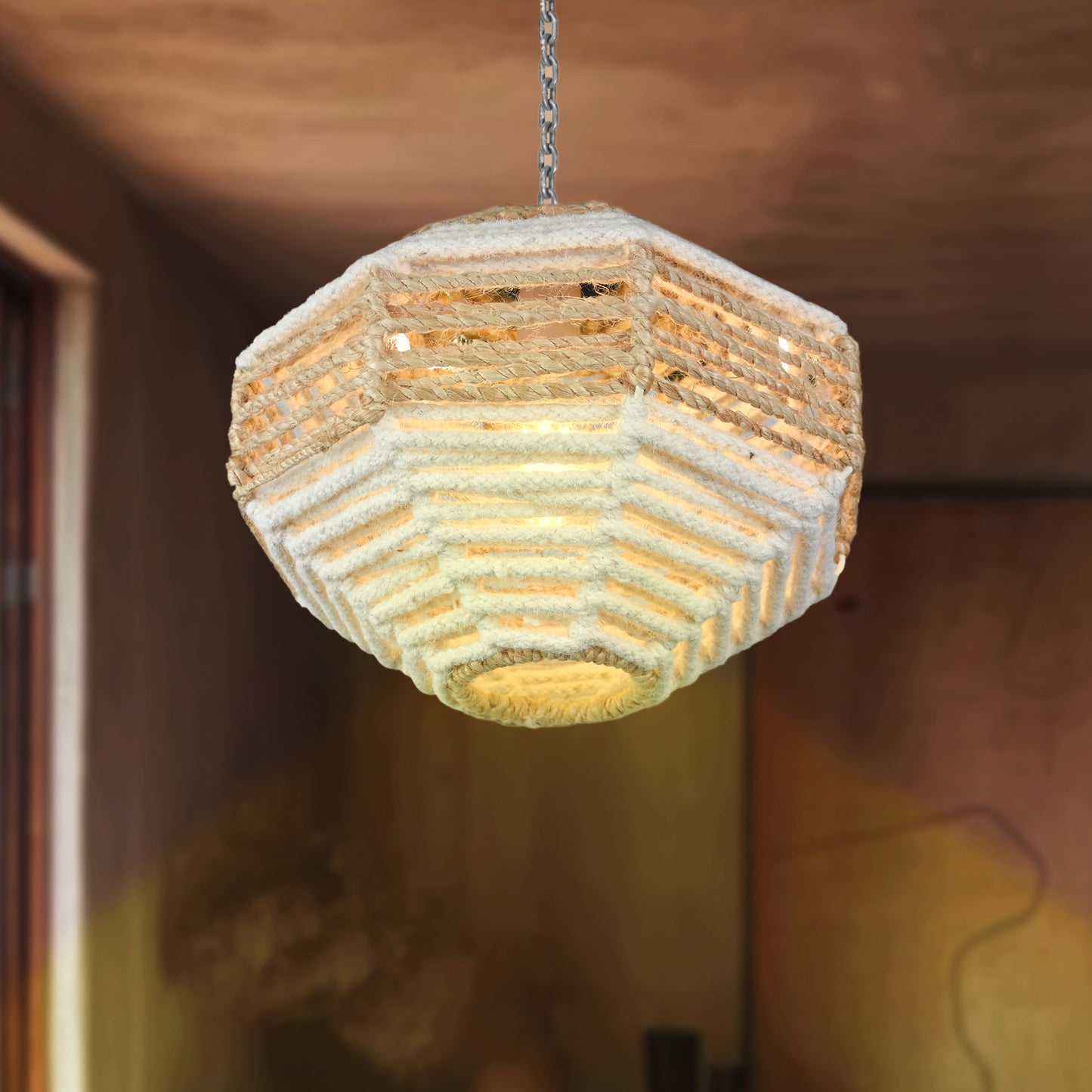 THOIR-II LAMP - IVORY/NATURAL - HAND MADE - JUTE/WOOL